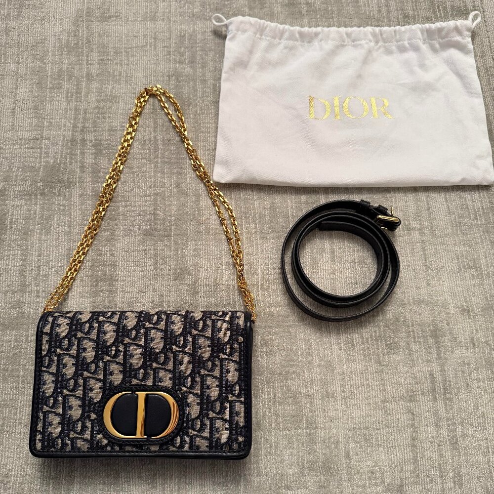 Christian Dior Oblique 30 Montaigne 2-In-1 Pouch Blue - Picture 2 of 13